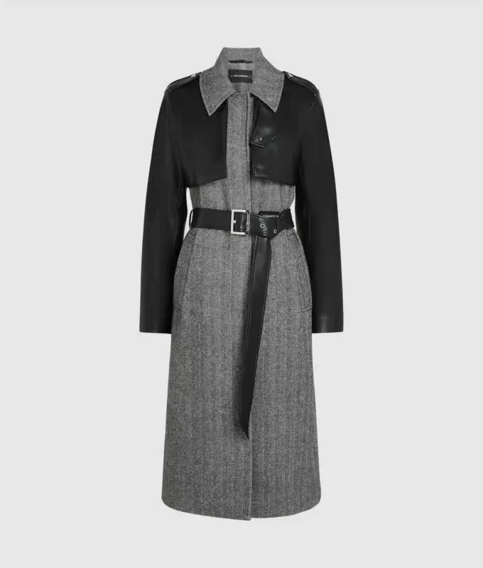 Abrigo de tweed y piel sintética