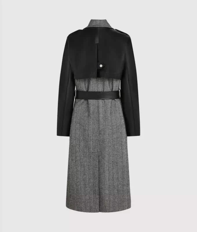 Abrigo de tweed y piel sintética