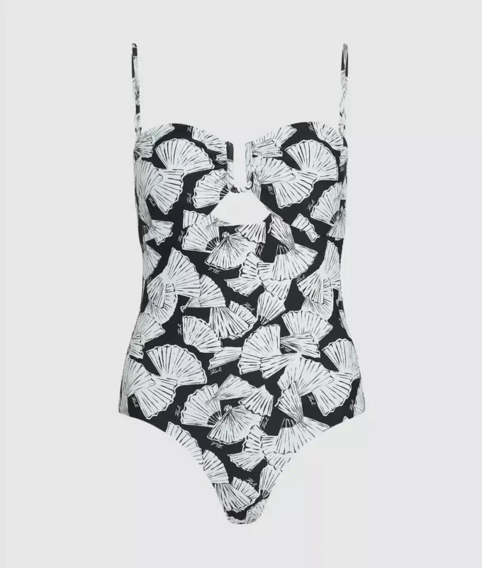 Bañador con estampado de abanicos