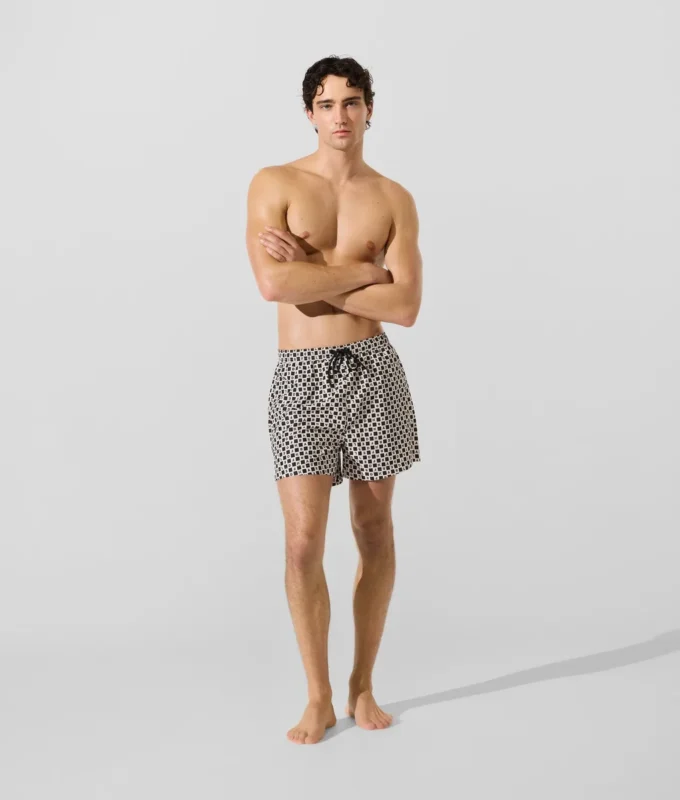Bañador tipo boardshort con estampado de cuadros