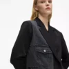Blazer con paneles de denim