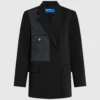 Blazer con paneles de denim