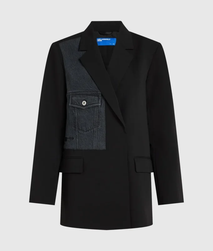 Blazer con paneles de denim