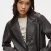 Blazer de piel sintética desgastada