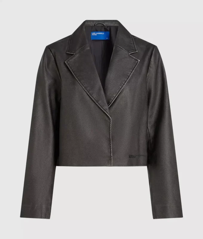 Blazer de piel sintética desgastada