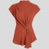 BLUSA DE MANGA CORTA CON NUDO