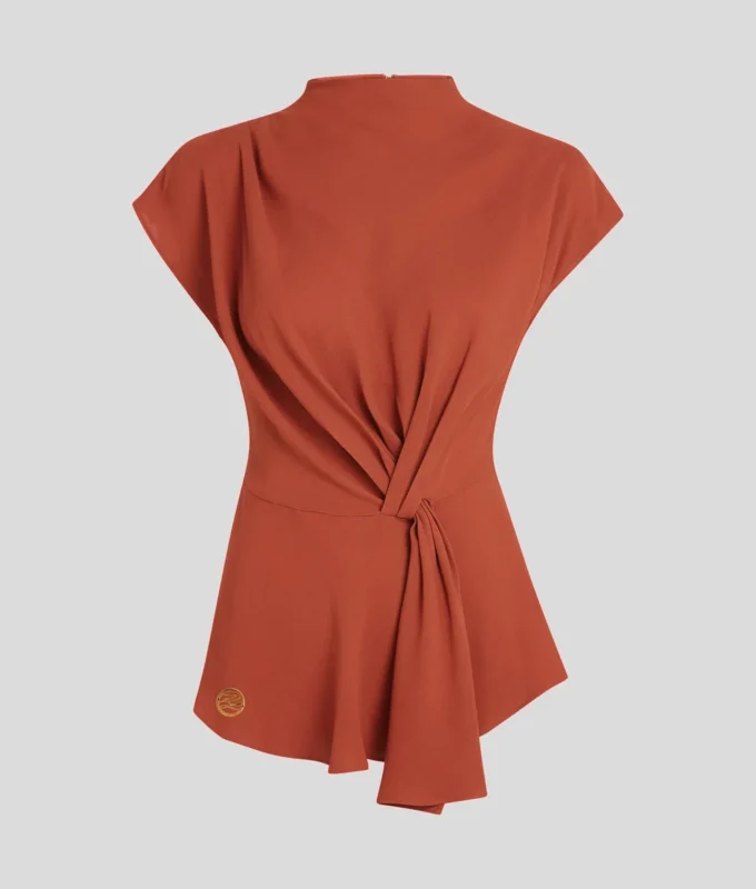 BLUSA DE MANGA CORTA CON NUDO