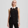 BLUSA SIN MANGAS CON CUELLO DE POPELÍN