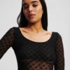 BODY DE MALLA DE MANGA LARGA CON MONOGRAMA