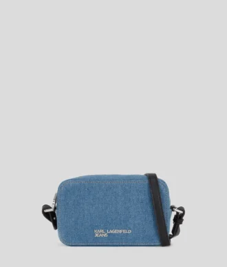 BOLSA PARA CÁMARA DE DENIM CON LOGOTIPO METÁLICO