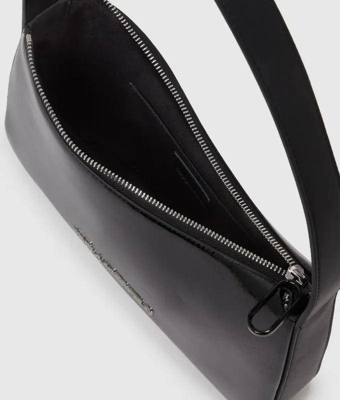 Bolso bandolera brillante con logotipo