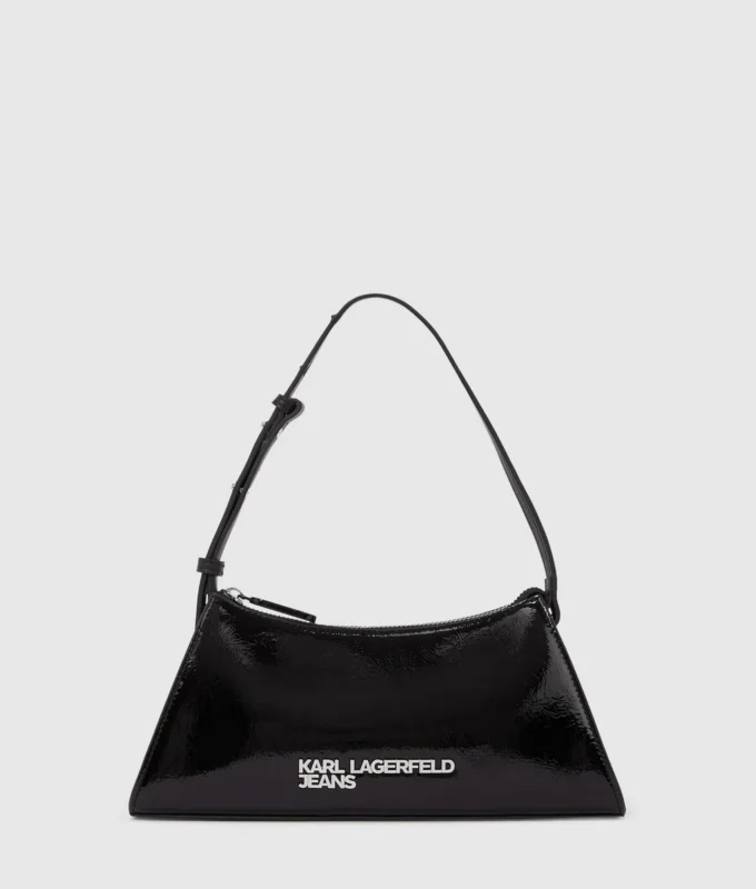 Bolso bandolera con logotipo geométrico brillante