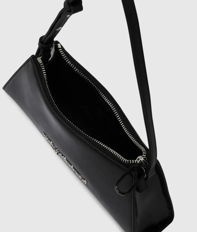 Bolso bandolera con logotipo geométrico brillante