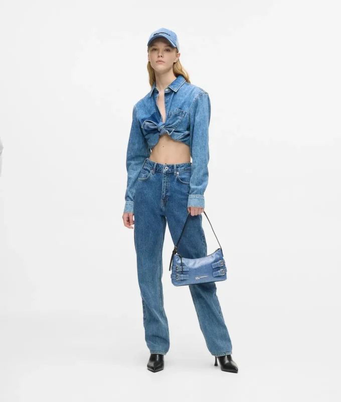 Bolso bandolera de denim con hebillas