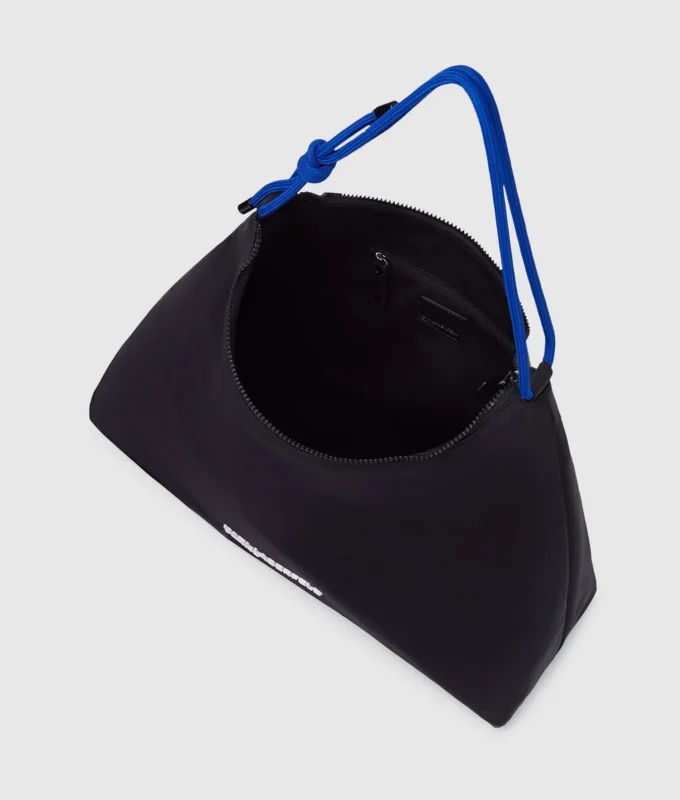 Bolso bandolera grande de nailon con cordón