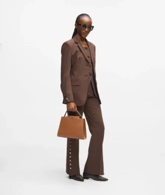 Bolso con asa superior de ante K/Signature