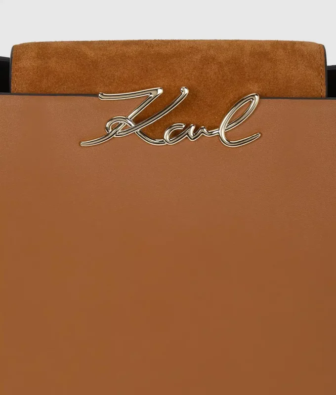 Bolso con asa superior de ante K/Signature