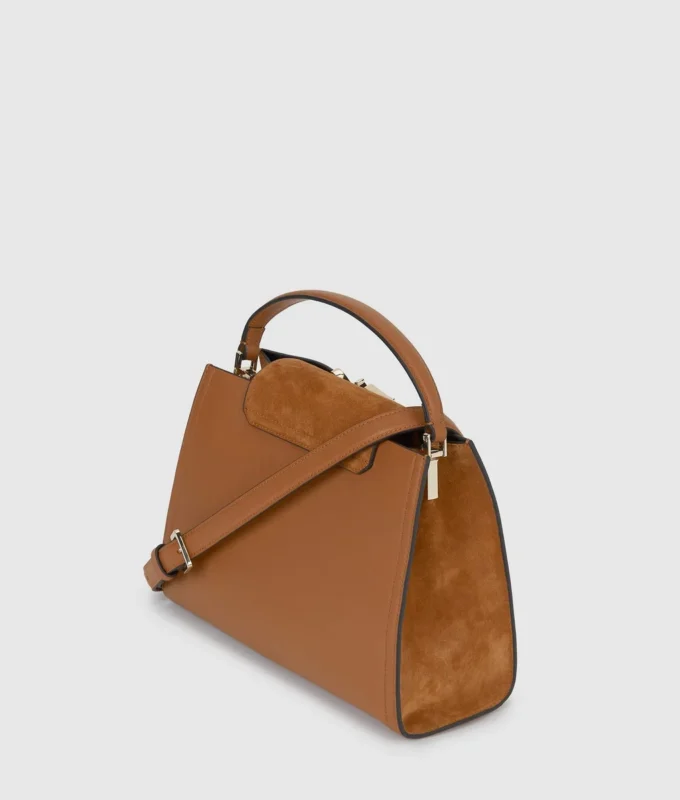 Bolso con asa superior de ante K/Signature