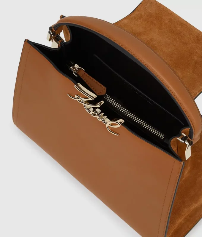 Bolso con asa superior de ante K/Signature