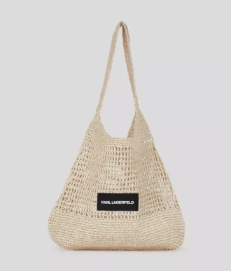 BOLSO DE PLAYA DE CROCHET CON LOGOTIPO