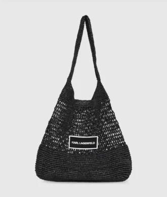 BOLSO DE PLAYA DE CROCHET CON LOGOTIPO