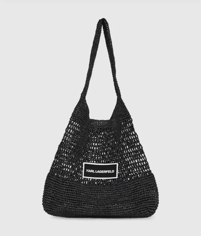 BOLSO DE PLAYA DE CROCHET CON LOGOTIPO