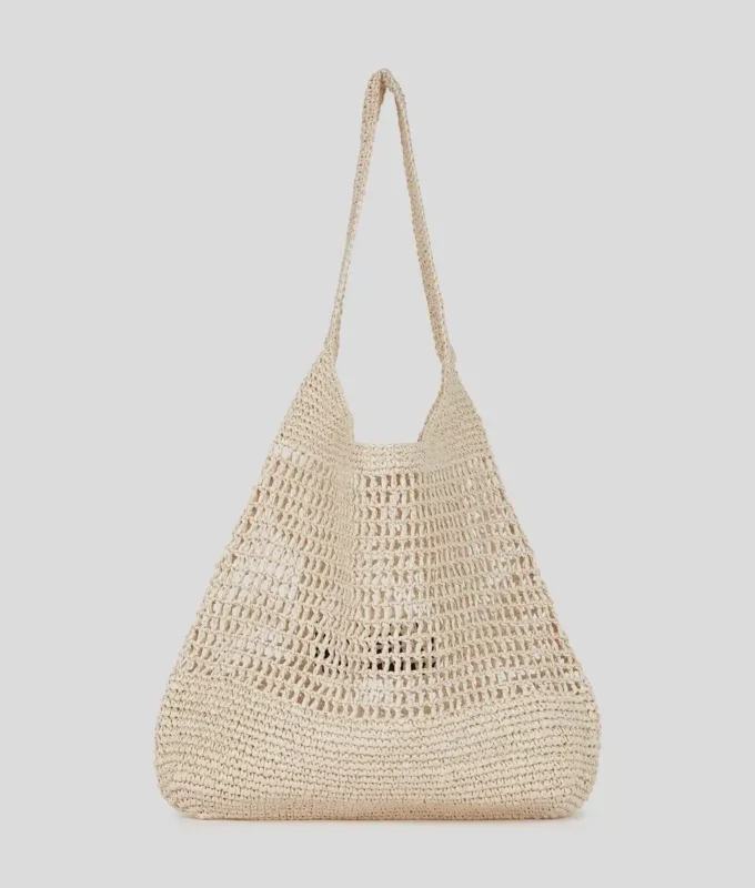 BOLSO DE PLAYA DE CROCHET CON LOGOTIPO