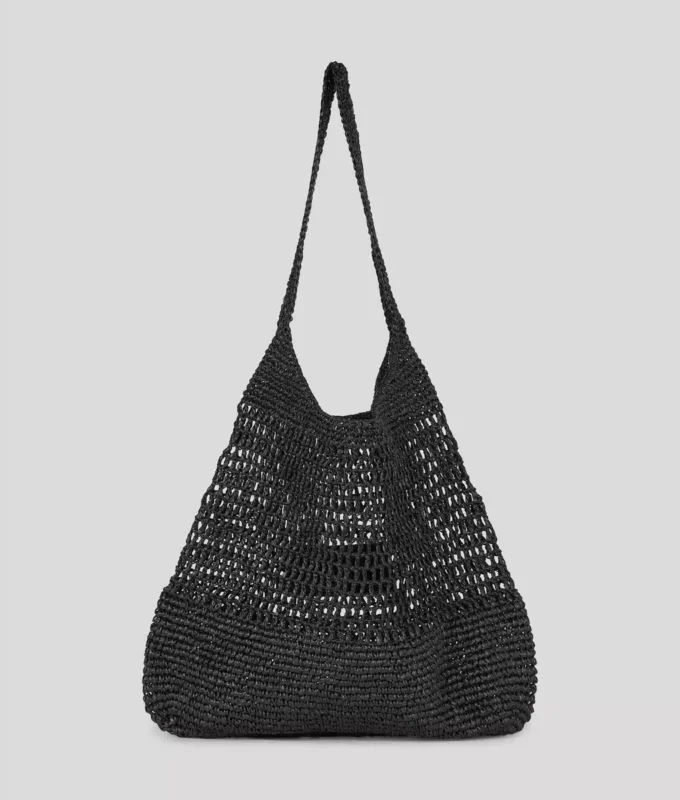 BOLSO DE PLAYA DE CROCHET CON LOGOTIPO