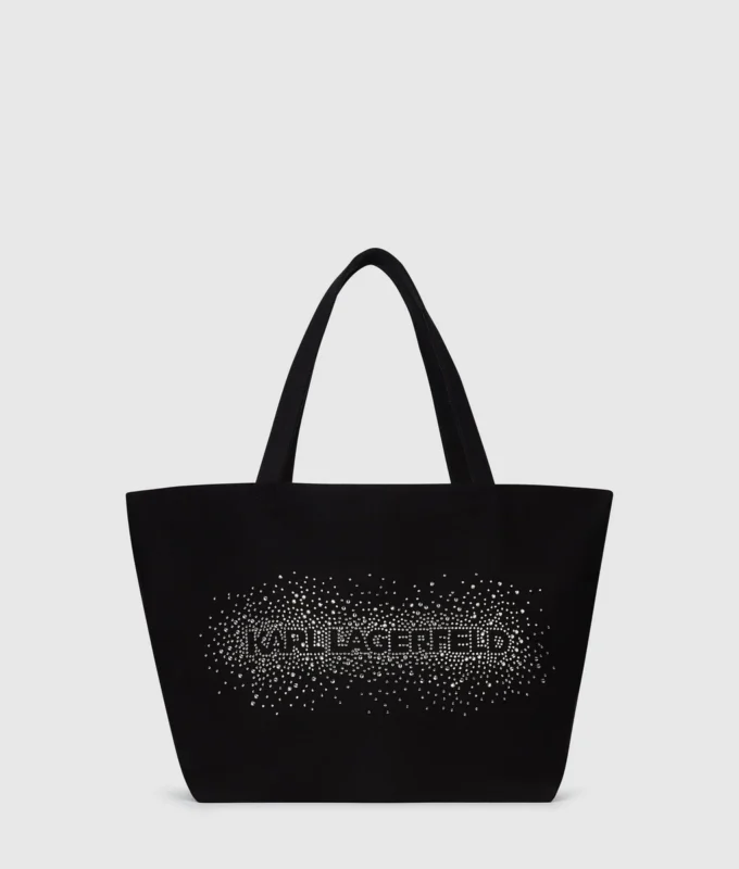 Bolso shopper con logotipo de pedrería