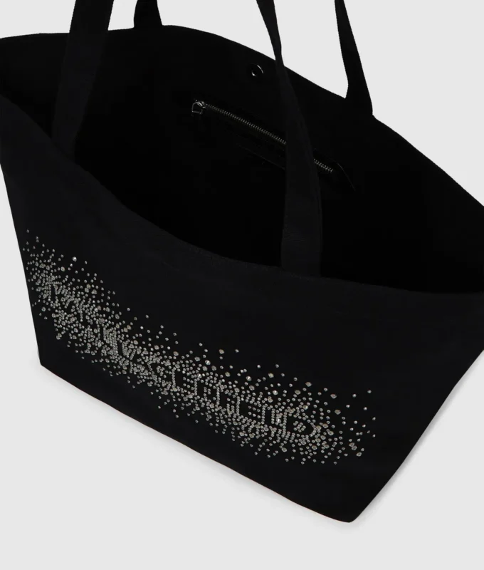 Bolso shopper con logotipo de pedrería