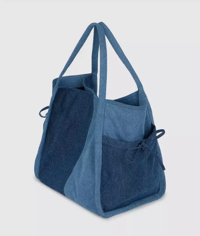 Bolso shopper de denim en dos tonos
