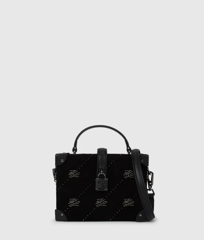 Bolso tipo baúl con candado K/Autograph y pedrería