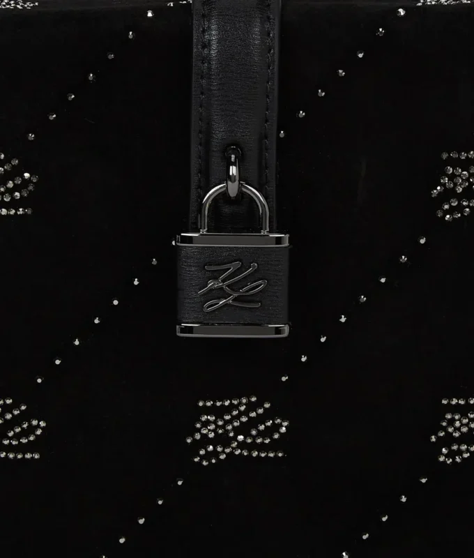 Bolso tipo baúl con candado K/Autograph y pedrería