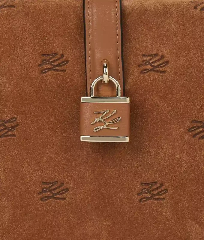 Bolso tipo baúl de ante con candado K/Autograph