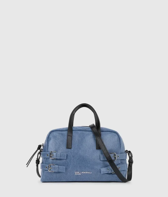 Bolso tipo bowling con hebilla de denim