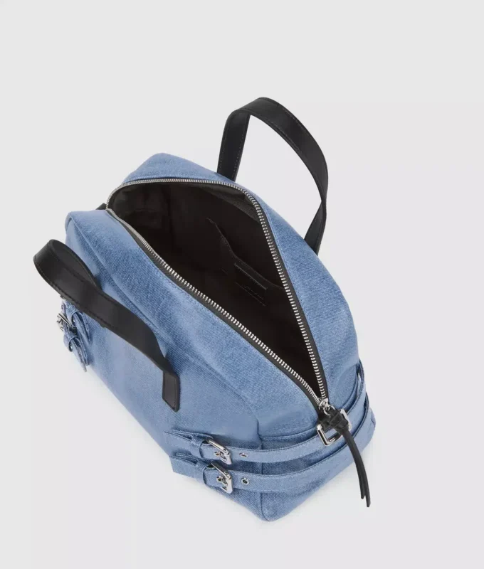 Bolso tipo bowling con hebilla de denim