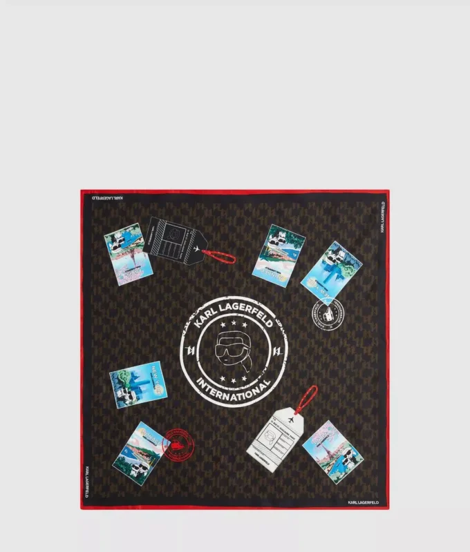 Bufanda Ikon Monogram con sellos de viaje
