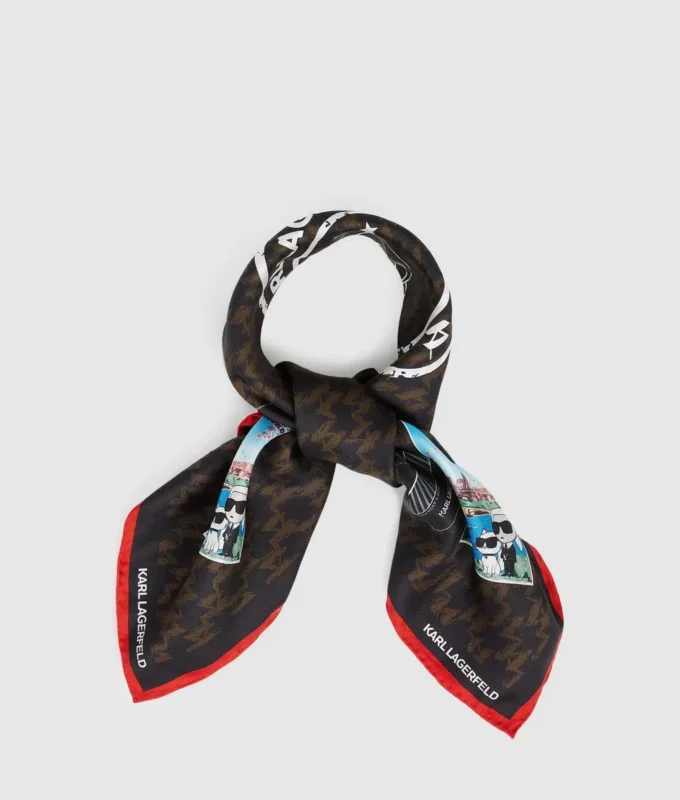Bufanda Ikon Monogram con sellos de viaje