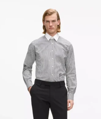 Camisa a rayas con cuello en contraste