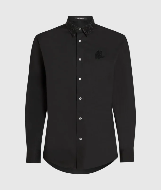 Camisa con cuello de cristal