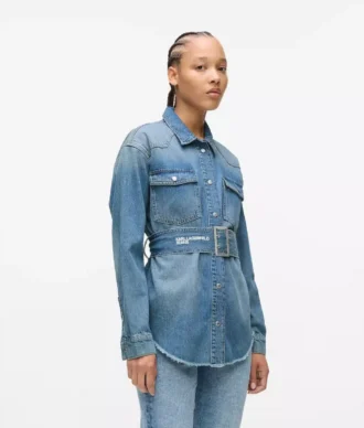 Camisa de denim con cinturón