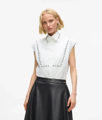 Camisa de popelín con tachuelas