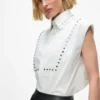 Camisa de popelín con tachuelas