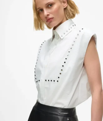Camisa de popelín con tachuelas