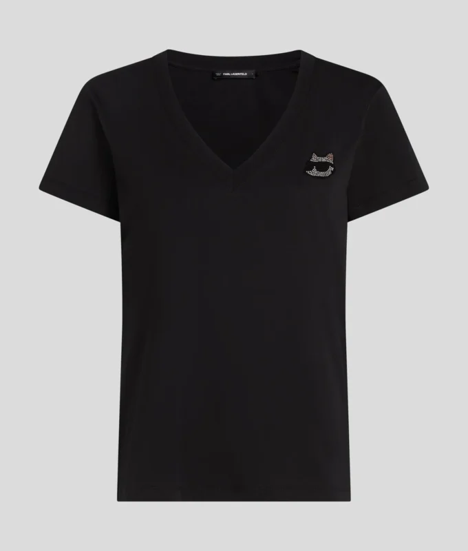 CAMISETA CON CUELLO EN V IKON CHOUPETTE CON STRASS