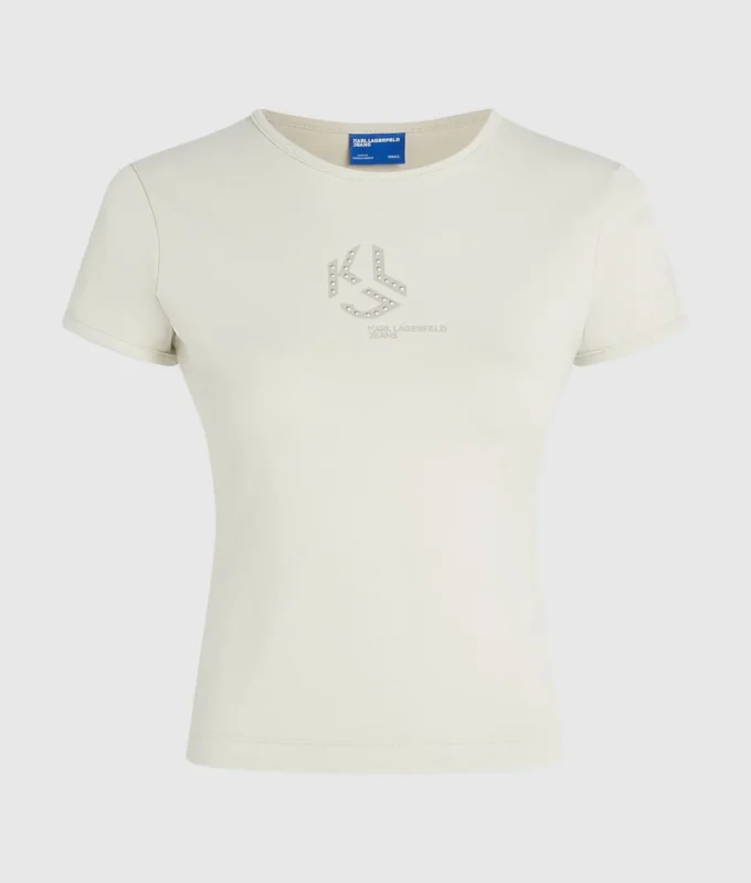 Camiseta con monograma y tachuelas