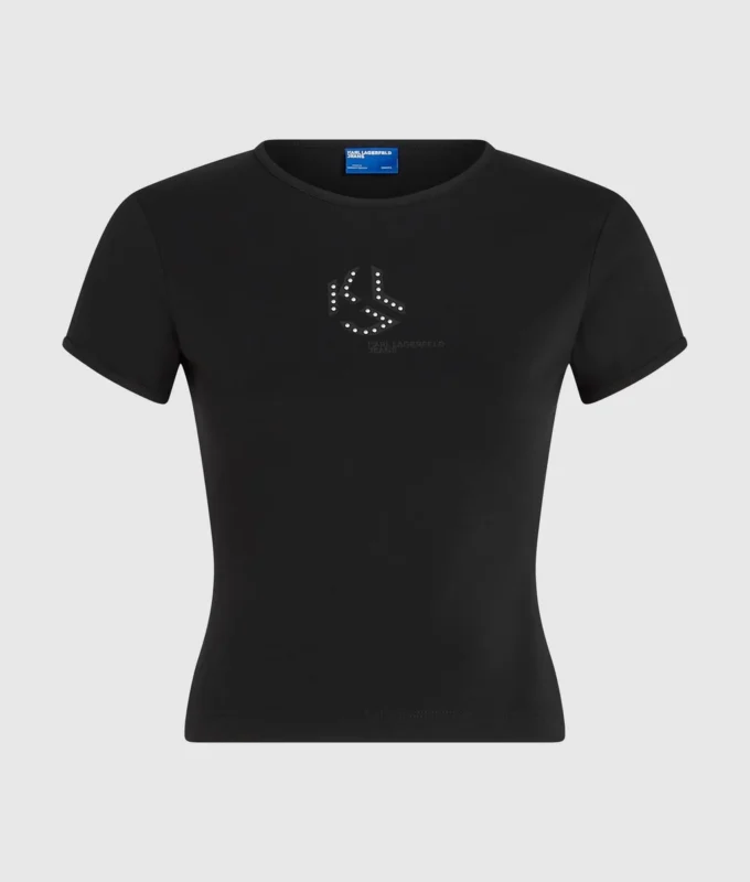 Camiseta con monograma y tachuelas