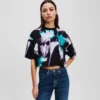 CAMISETA CORTA CON ESTAMPADO FLORAL