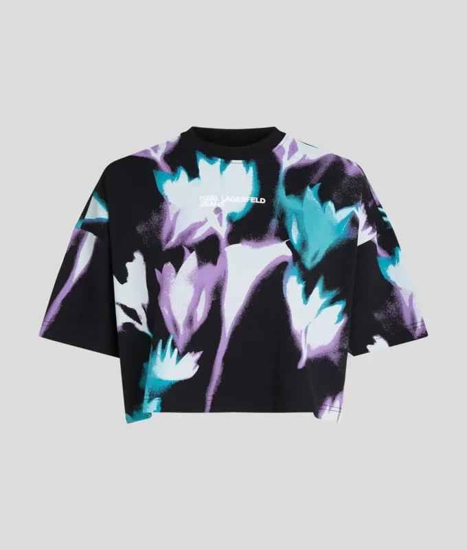 CAMISETA CORTA CON ESTAMPADO FLORAL