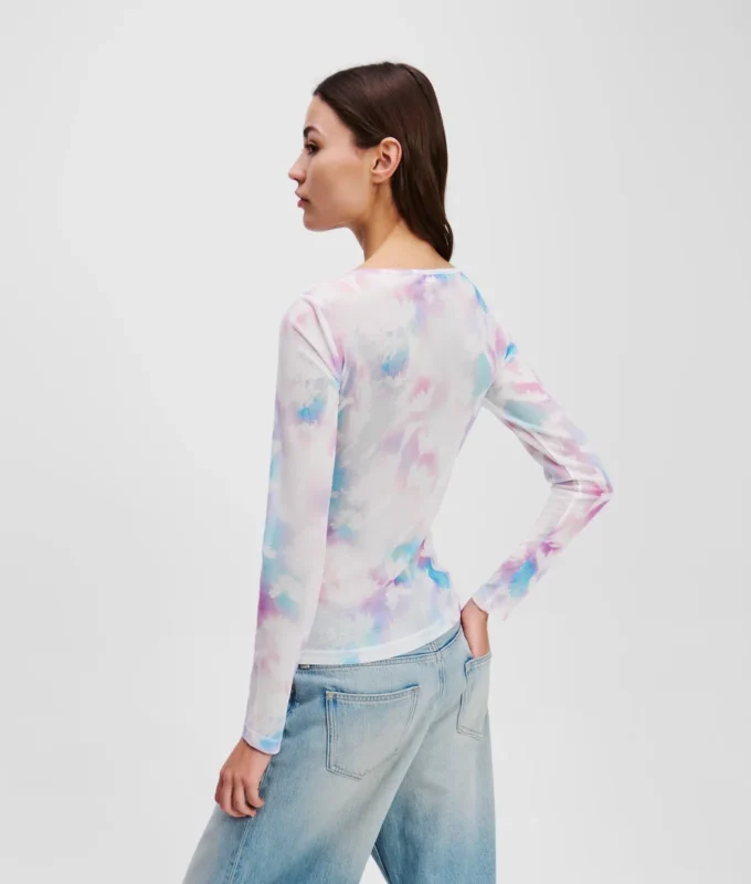 CAMISETA DE MALLA CON ESTAMPADO FLORAL